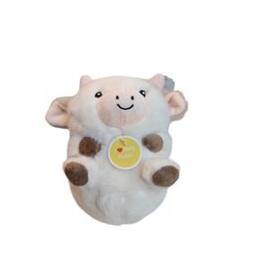 HAL Smoochy Pet Pals‎ Cow Dog Toy Cream Tan NEW Squeaker Crinkle 7"